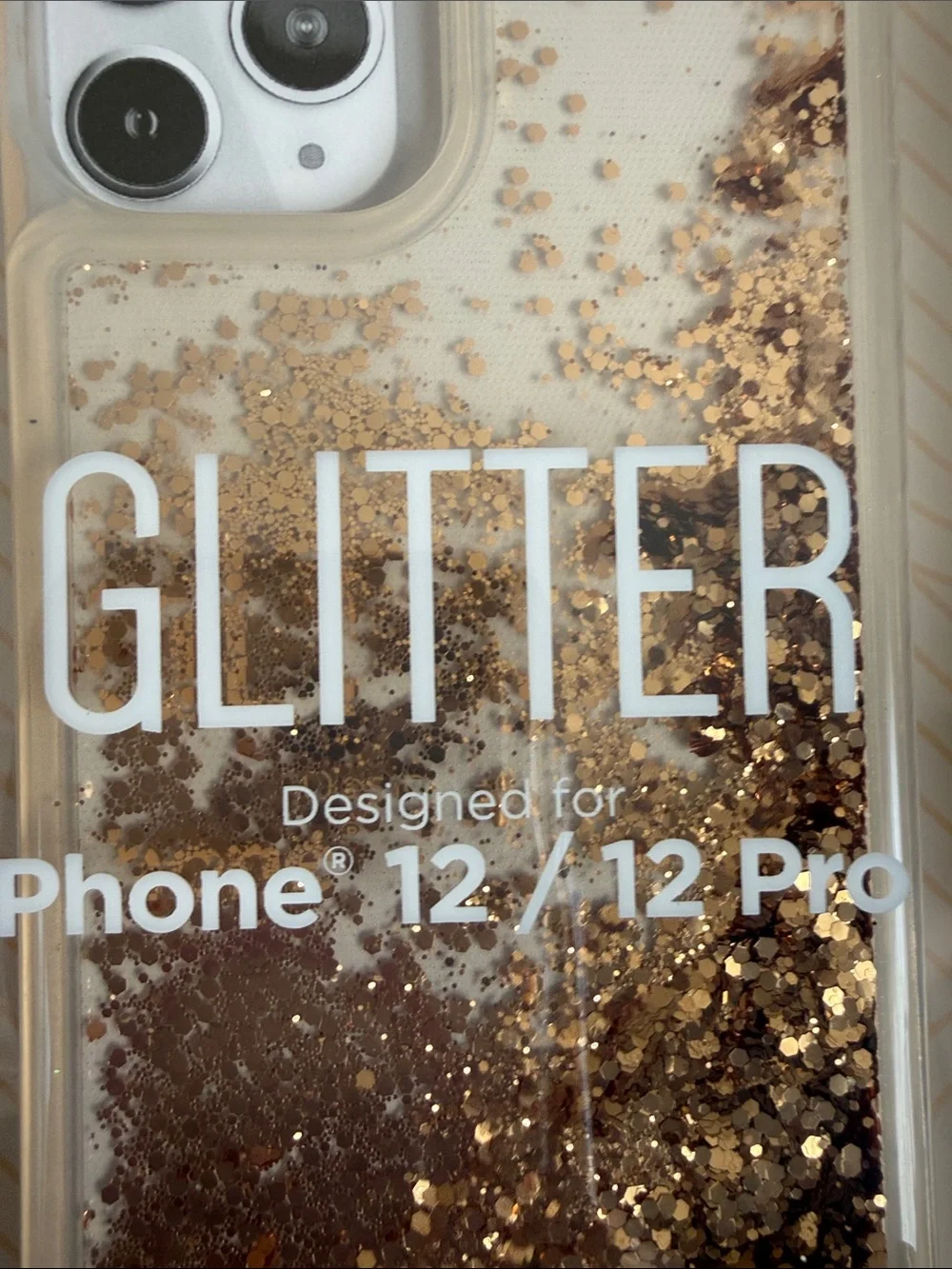 MERKURY INNOVATIONS ✨GOLD-TONE FLOATING GLITTER✨ iPhone 12/12 PRO CASE🌟BNIB🌟